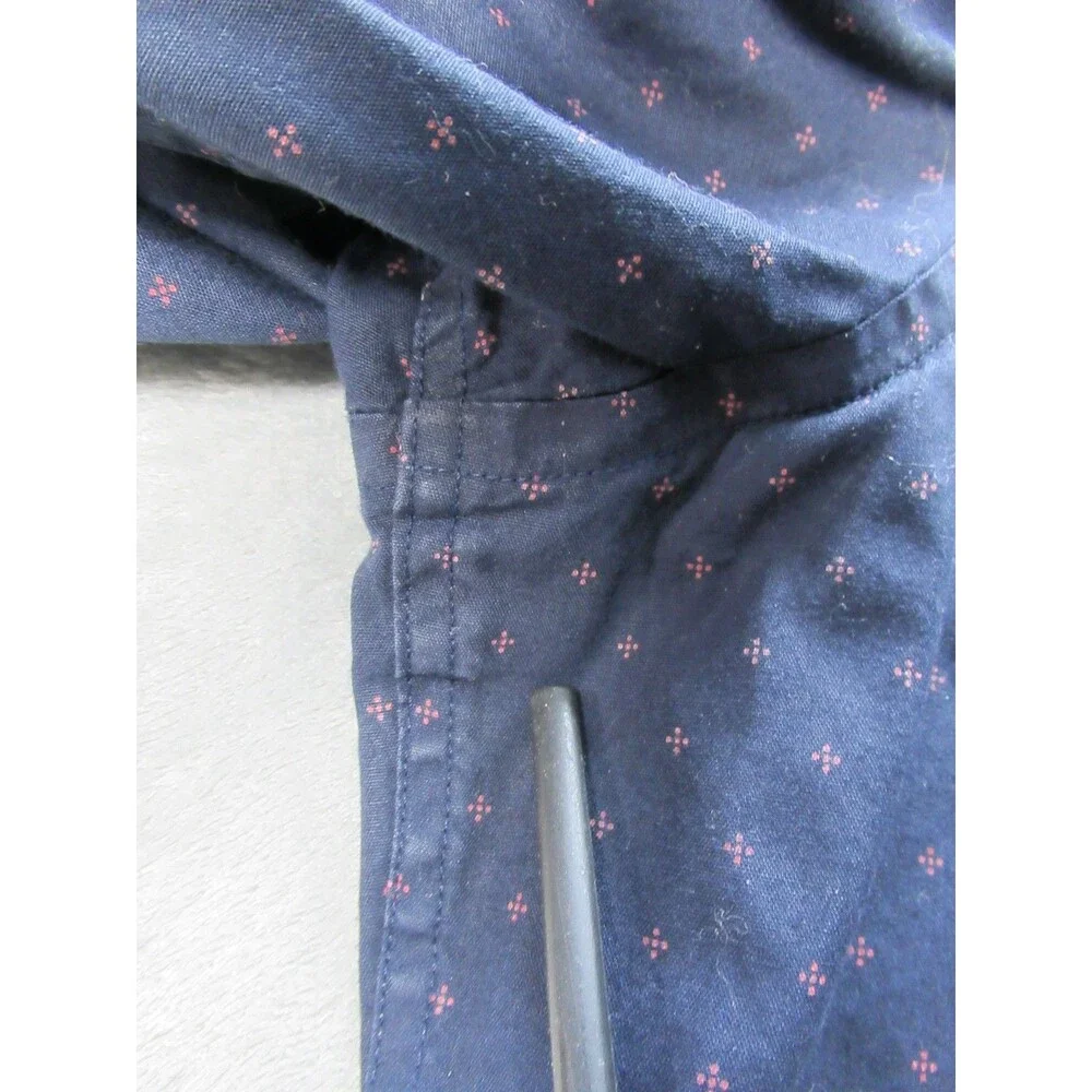 Banana Republic Shirt Mens XL 17-17.5 Slim Fit Non-Iron Geometric Blue Long Slv.